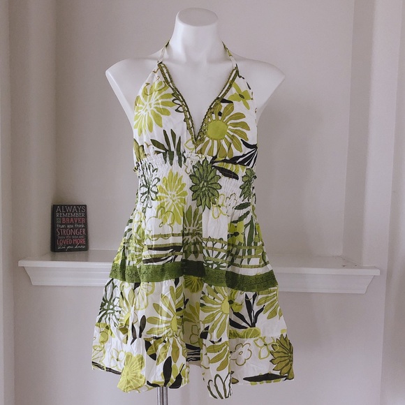 🚫Mileage Floral Tiered Top Tie Back Green White Plus Size 1X, New w/Tag - Picture 6 of 11